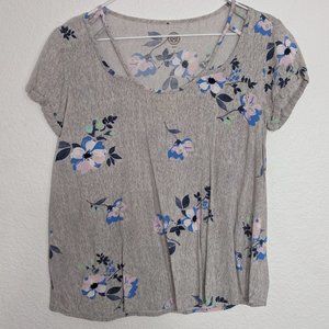 heather gray floral crop top, XS